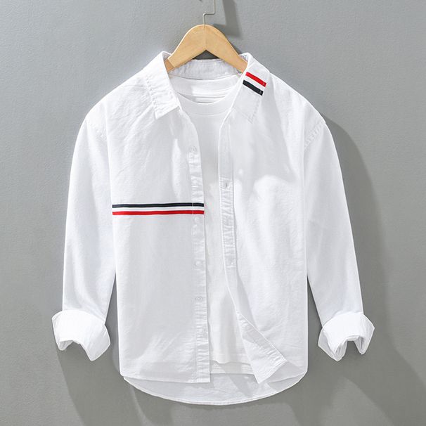 2092 Spring Fashion Long Sleeve Shirt Men's Square Collar TB Casual Shirt Spring Hong Kong Style Ribbon Contrast Color Jacket Men_viptrois.com