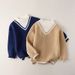 kid's clothing Preppy kids' sweater with fake collar and striped jumper over it_viptrois.com