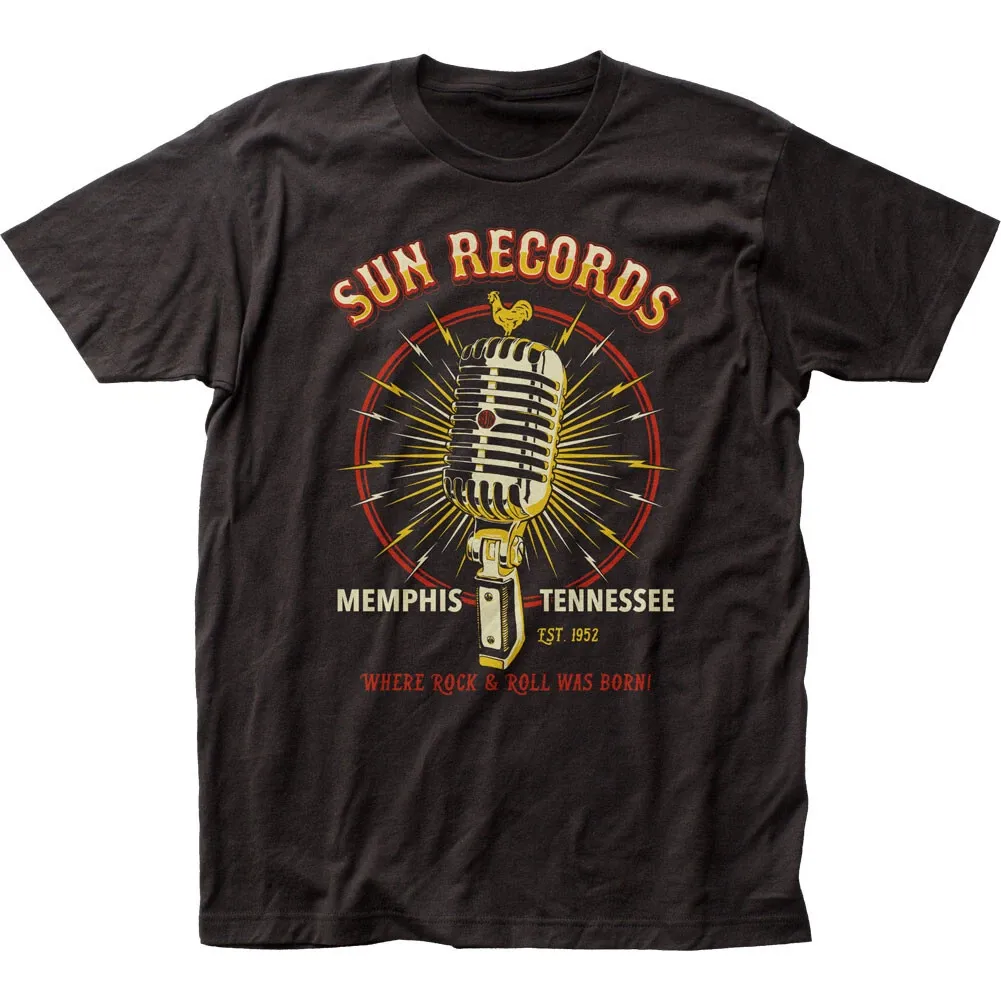 Sun Records Studio Mic Mens T Shirt Mens Womens Tees Top Rock And Roll Classic Band Tee New Black_viptrois.com