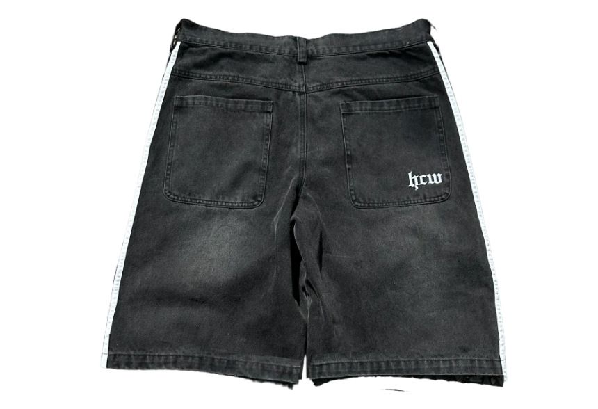 Men's Clothing Trendy Brand HCW Embroidered Denim Shorts Men's High Street Fashion Casual Versatile Loose Straight Shorts_viptrois.com