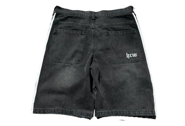 Men's Clothing Trendy Brand HCW Embroidered Denim Shorts Men's High Street Fashion Casual Versatile Loose Straight Shorts_viptrois.com