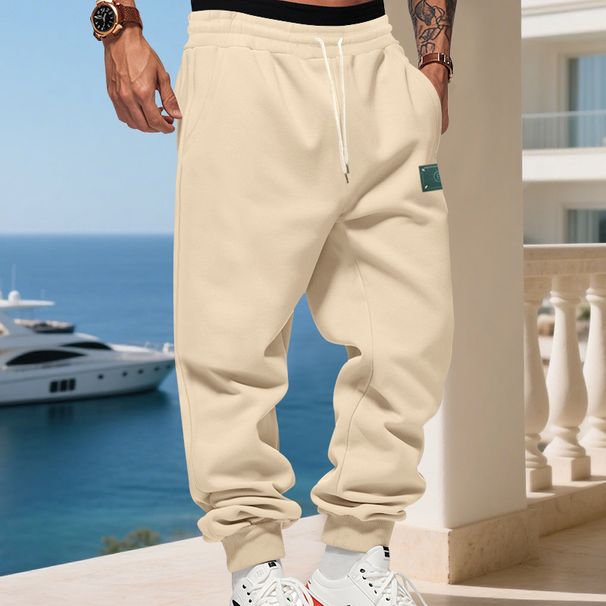 "Men's Velvet Cuff Sweatpants – Loose Fit Casual Pants For Winter (Black/Gray/Apricot, S-XXXL)"_viptrois.com
