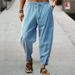 Men's Clothing Men's Cotton And Linen Button Drawstring Elastic Waist Solid Color Comfortable Breathable Trousers Beach Pants_viptrois.com