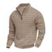 Men's Clothing Large Size Sweatshirt American Style Half Zip Autumn Winter Jacquard Small Checkered Stand Up Collar Casual Pullover_viptrois.com