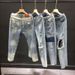Men's Clothing Trendy Pants Slim Light Color Nine Point Skinny Pants_viptrois.com