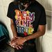 Cross Border 2026 Trendy Men's Summer T Shirt, Colorful Letter + Star Print Design, Casual Short Sleeve._viptrois.com