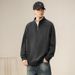 Men's Half-zipper Sweater 2025 New Autumn American Trendy Brand Solid Color Long Sleeves_viptrois.com