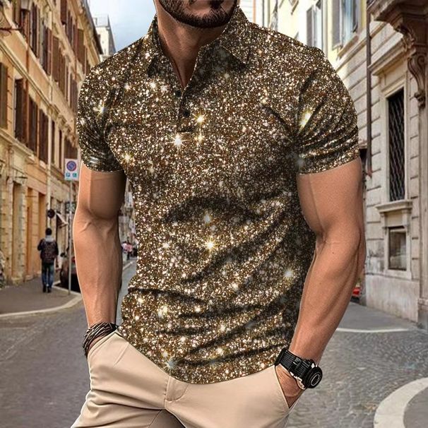 Summer New Men Brand Quality Oversize Short Sleeve Tshirt Mens Polo Collared Fashion Starry Sky Print Tshirts Camisetas Hombre_viptrois.com