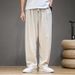 Men's Clothing Linen Pants Breathable Loose Fit Casual Trousers For Summer Straight Leg Comfortable Elastic Waistband - Multiple Colors & Sizes_viptrois.com