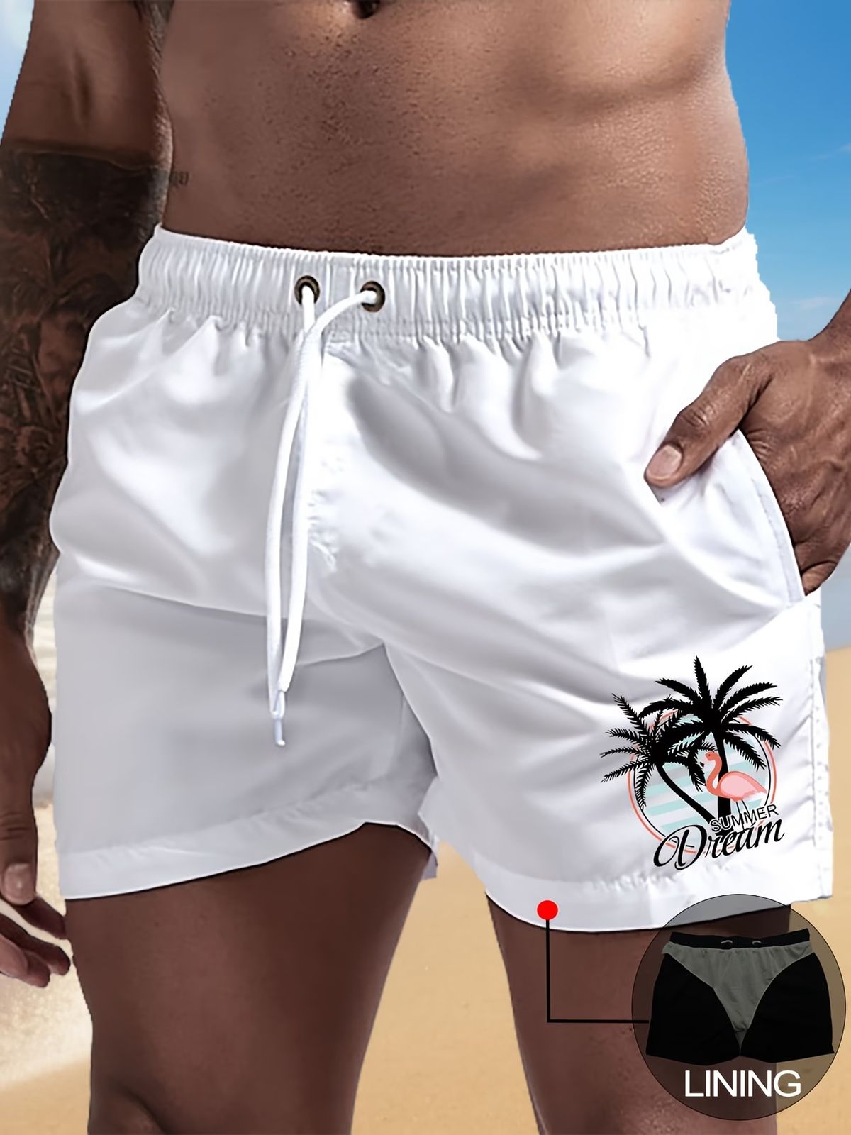 Men's Clothing Men's Quick Drying Loose Fit Sports Shorts Summer Casual Beach Pants Thin Ice Silk Five Point Double Layer_viptrois.com