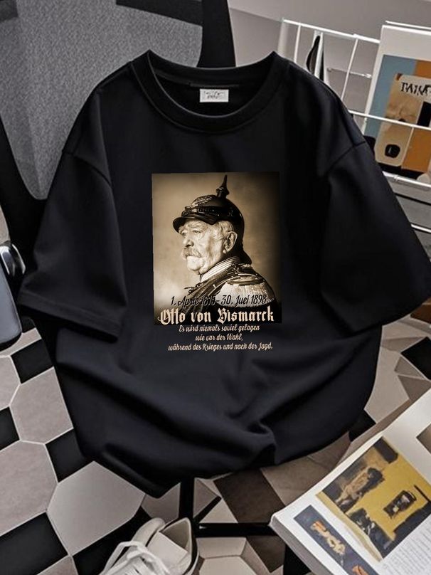 Otto Von Bismarck Premium T-shirt Black Quoted Cult Militaria Gery Breathable Stylish Versatile Streetwear Soft Stretched Unisex Summer_viptrois.com