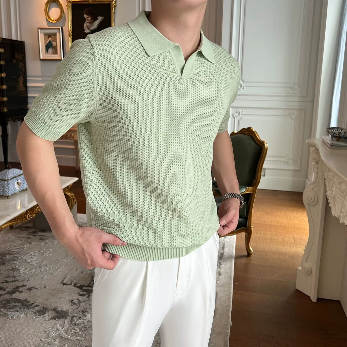 American Heavy Sweater Men's Autumn And Winter New Autumn And Winter Sports Lapel Trendy Polo Shirt Long-sleeved Clothes Trendy_viptrois.com