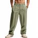 Men's Linen Casual Pants - Relaxed Fit Straight-Leg Trousers With Breathable Fabric For Autumn & Spring_viptrois.com