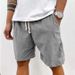Men’s Clothing Spring And Summer Solid Color Lace Up Sports Pants Corduroy Simple Five Point Shorts Men's Shorts Casual Pants_viptrois.com