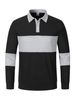 Men’s Long Sleeve Waffle Knit Polo Shirt – Color-Block Collar, Button-Up Casual T-Shirt (S-XXXL, Polyester Blend, Relaxed Fit, Machine Washable)_viptrois.com