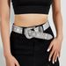 Y2K Wide Belt For Women With Decorative Willow Nails Rhinestone Detail European American Fashion Casual Polyester Synthetic Leather_viptrois.com