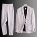 Men's Clothing Summer Linen Suit Slim Fit Thin Cotton And Linen Casual Loose Jacket Sun Proof Two Piece Suit_viptrois.com