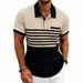 Men's Casual Summer Polo Shirt Color Block Waffle Stripe Short Sleeve Collared American Style Commuter Fashion_viptrois.com
