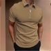 Summer Men's Solid Color Polo Shirt Short Sleeve Turn-Down Collar Zipper Tshirts &for Men Casual Streetwear New Male Tops_viptrois.com