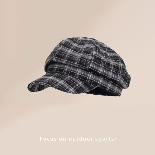 Beret For Women, New Autumn Winter Duckbill Newsboy Cap, Korean Style, Artistic And Fresh Plaid Octagonal Hat_viptrois.com