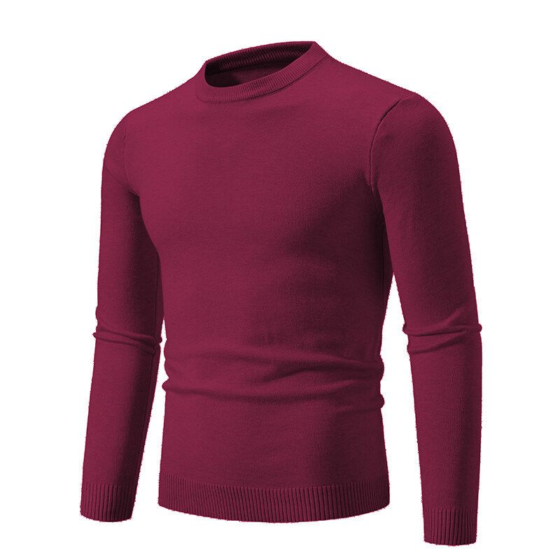Men's Essential Crewneck Sweater Spring/Autumn Solid Color Knit Pullover (Black/Navy/8 Colors) – Breathable & Machine Washable Slim Fit (Up To XXXL)_viptrois.com
