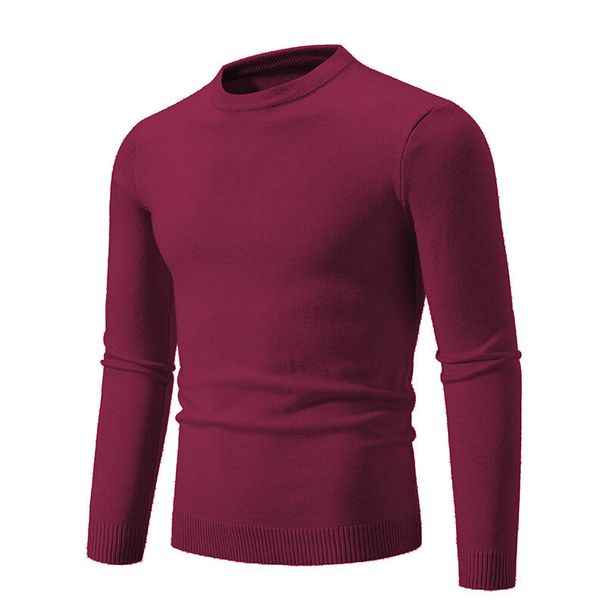 Men's Essential Crewneck Sweater Spring/Autumn Solid Color Knit Pullover (Black/Navy/8 Colors) – Breathable & Machine Washable Slim Fit (Up To XXXL)_viptrois.com