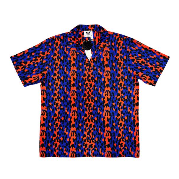 Men's Clothing Leisure Beach Leopard Print Cuban Collar Retro Flower Shirt Short Sleeve Men's Cardigan Thin_viptrois.com