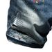 Men's style slim-fitting trendy men's five-point jeans ripped holes embroidered hand-painted paint dots white trendy pants for men_viptrois.com