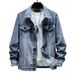 Men's Clothing Denim Jacket Men's Early Spring Slim Workwear Jacket Embroidered Denim Print Tops Trendy Brand_viptrois.com