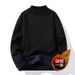 Autumn Winter Fashion Versatile Half Turtleneck Sweater Men's Lined Solid Color One-Piece Fleece Warm Knitted Base Shirt_viptrois.com