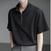 Men's Waffle-Knit Polo Shirt – Short Sleeve, Half-Zip Design, Relaxed Fit, Breathable Silk-Blend, Summer Casual (M-3XL, 2 Colors)_viptrois.com