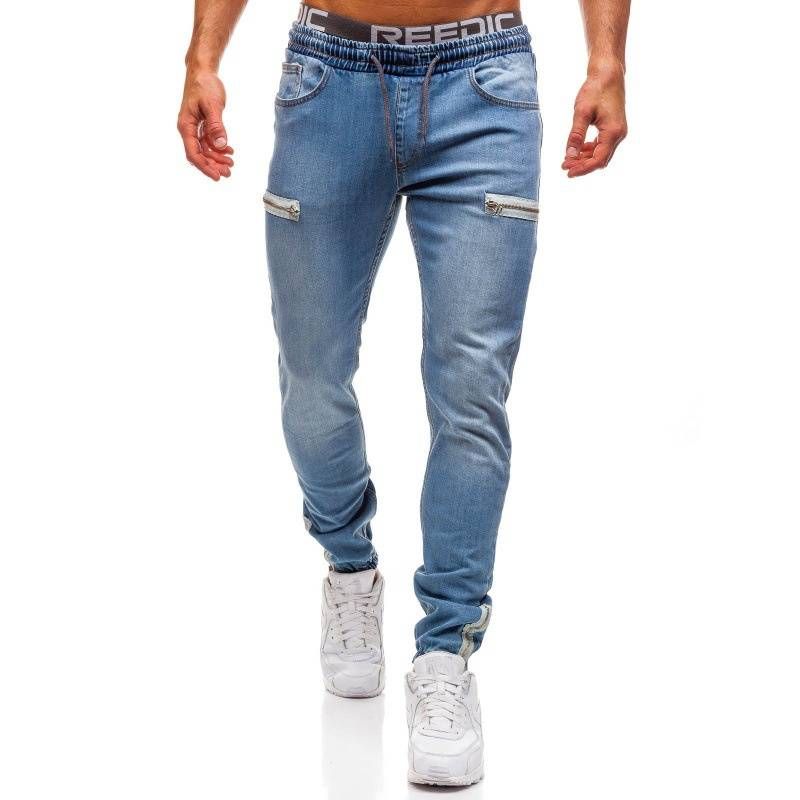 Men's Clothing Men's Denim Fabric Casual Matte Zipper Design Sports Fashion Casual Jeans Men_viptrois.com