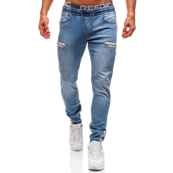 Men's Clothing Men's Denim Fabric Casual Matte Zipper Design Sports Fashion Casual Jeans Men_viptrois.com