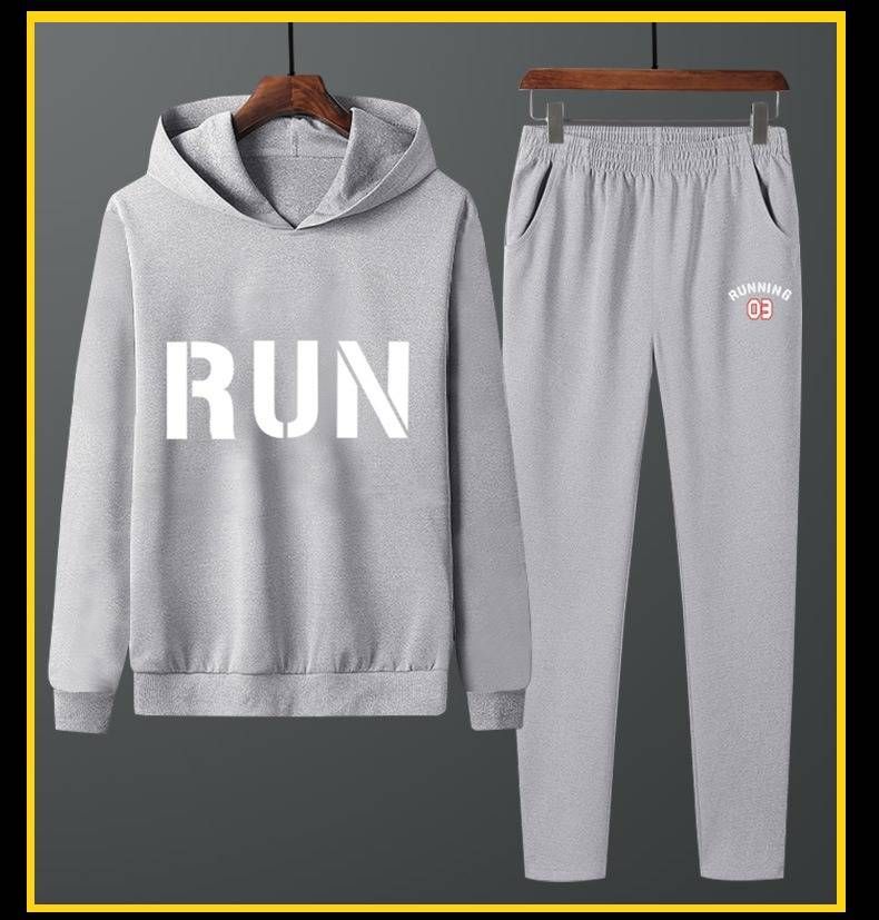 Men's Printed Hoodie & Jogger Set | Lightweight Sportswear | Sizes M-XXXXL (Black/Navy/Light Gray)_viptrois.com