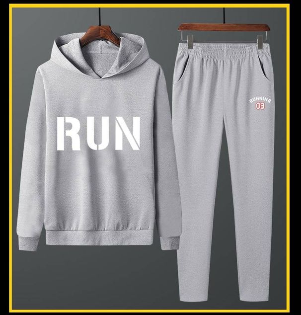 Men's Printed Hoodie & Jogger Set | Lightweight Sportswear | Sizes M-XXXXL (Black/Navy/Light Gray)_viptrois.com