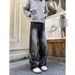 Men's Clothing High Street Style Wide Leg Jeans Hip Hop Loose Straight Leg Flared Pants Tie Dye Gradient Youth Casual Trousers_viptrois.com