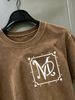 100% Cotton Washed Vintage Men's 3-Pack T-shirts MD Monogram With Frame Print Crew Neck Short Sleeve Casual Tops In Gray Brown Light Gray_viptrois.com