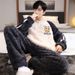 2025 New Coral Fleece Soft Skin Fitting Pajamas Winter Flannel Men's Thickened Loose Fit Home Suit Set_viptrois.com