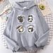 Harajuku Style Cat Print Hoodie Set – Playful & Cozy Matching Outfit (Black/White/Pink)_viptrois.com