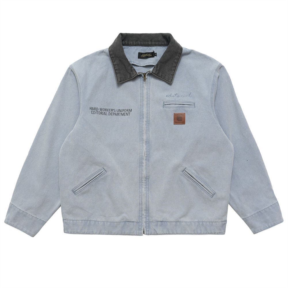 Men's Clothing Colorblock lapel zipper jacket for men high street fashion brand spring and autumn loose casual canvas workwear denim jacket_viptrois.com