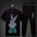 Men's Clothing Summer suit for men, rabbit, rhinestones, short sleeved T shirt, fashionable brand, large size casual pants_viptrois.com