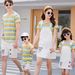 Kids’ Clothing New Summer Striped Parent Child Outfit With Adjustable Length Overalls Skirt With Short Sleeved T Shirt Family Suit_viptrois.com