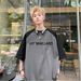 American Trendy Brand Letter Short Summer Loose Round Neck Cotton Contrast Half Top Shoulder_viptrois.com