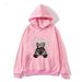 Gothic Bear Print Hooded Sweatshirt - Y2K Retro Style Fleece-Lined Unisex Pullover For Teens, Oversized Fit, Soft Polyester, Streetwear Casual_viptrois.com