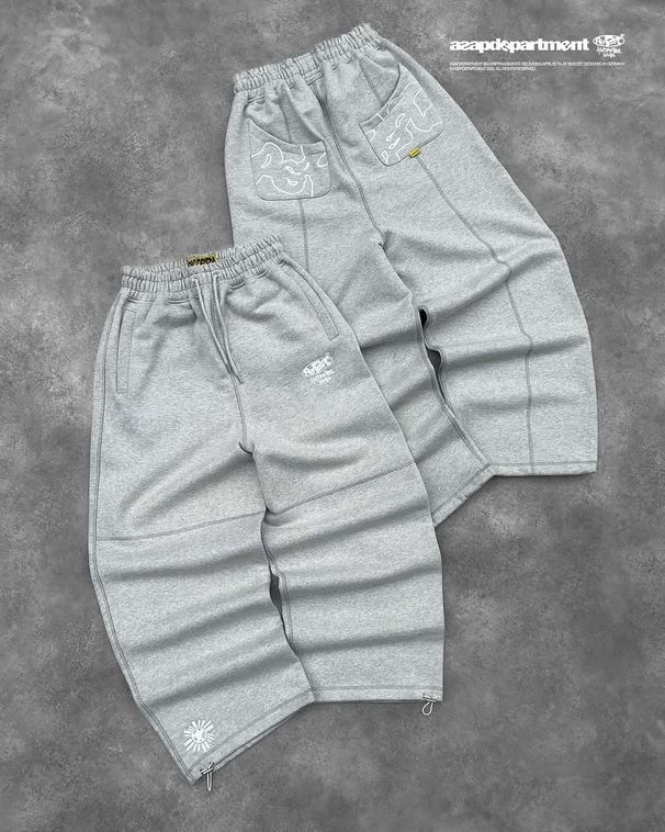 Men's Clothing Street Trend Hip Hop Embroidery Retro Loose Sweatpants Drawstring Leggings Casual_viptrois.com
