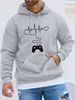 Men's Autumn And Winter Casual Fashionable Loose Hooded Sweatshirt Gamepad Print Warm Long Sleeved Pullover_viptrois.com