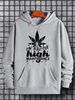 Men's Autumn And Winter Casual Fashionable Loose Hooded Sweatshirt With Fun High Leaf Graphic Print Warm Long Sleeved Pullover_viptrois.com