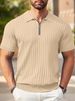 Men's Horizontal-striped Henry Collar Half-zip Polo Shirt, TK, Breathable And Elastic, Casual Short-sleeved Shirt_viptrois.com
