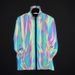 Men's Clothing Autumn and winter men and women colorful reflective lapel jacket nightclub trend colorful luminous windbreaker outdoor leisure jacket_viptrois.com