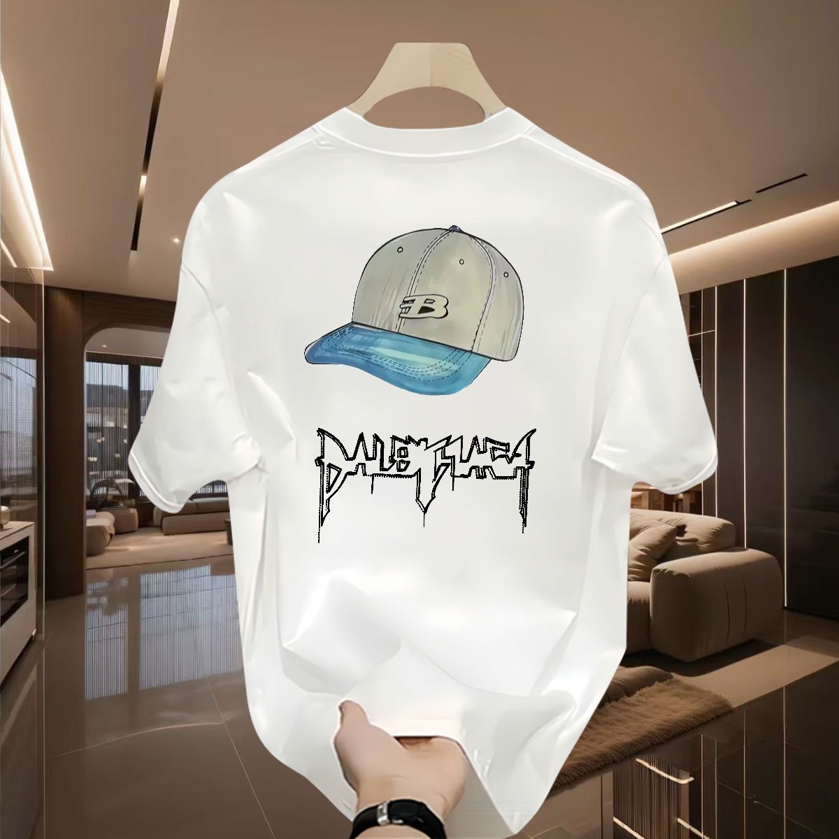 Summer 2025 Pure Cotton Casual T-shirt Short Versatile Half Sleeved Printed American Men's Fashion Trend_viptrois.com